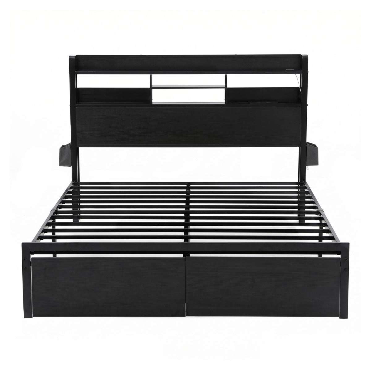 Artiss Bed Frame Queen with Charging Station Storage Organizer Drawers LED ZAC