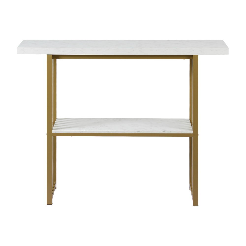 Console Table | Marble Effect | White & Gold Frame