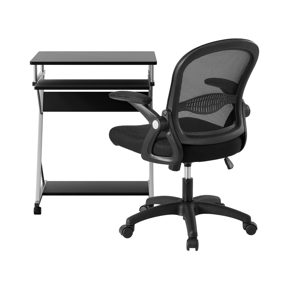 Artiss Office Set | Computer Desk + Mesh Chair | With Keyboard Shelf | Black