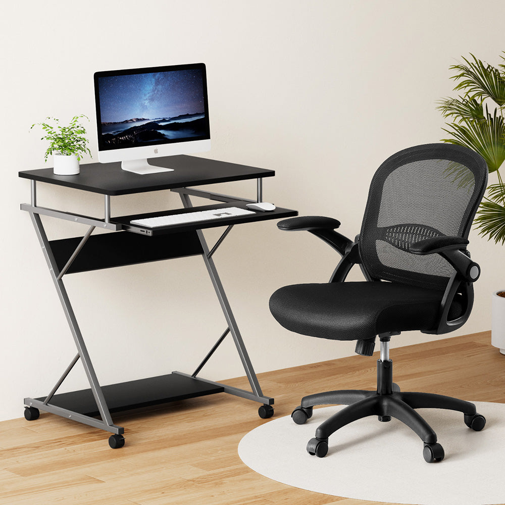 Artiss Office Set | Computer Desk + Mesh Chair | With Keyboard Shelf | Black