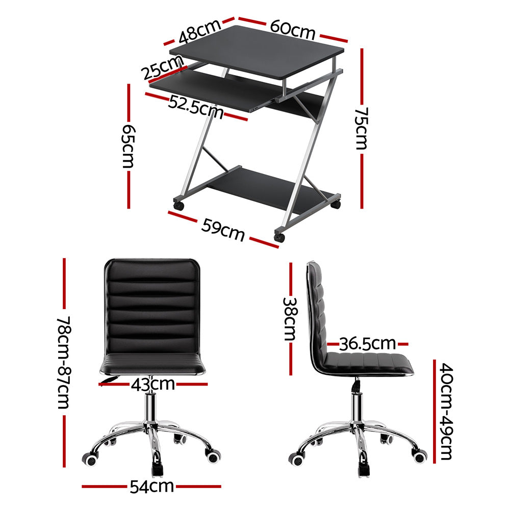 Artiss Office Set | Computer Desk + Chair | With Keyboard Shelf | Black