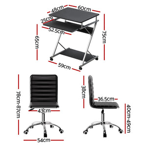 Artiss Office Set | Computer Desk + Chair | With Keyboard Shelf | Black