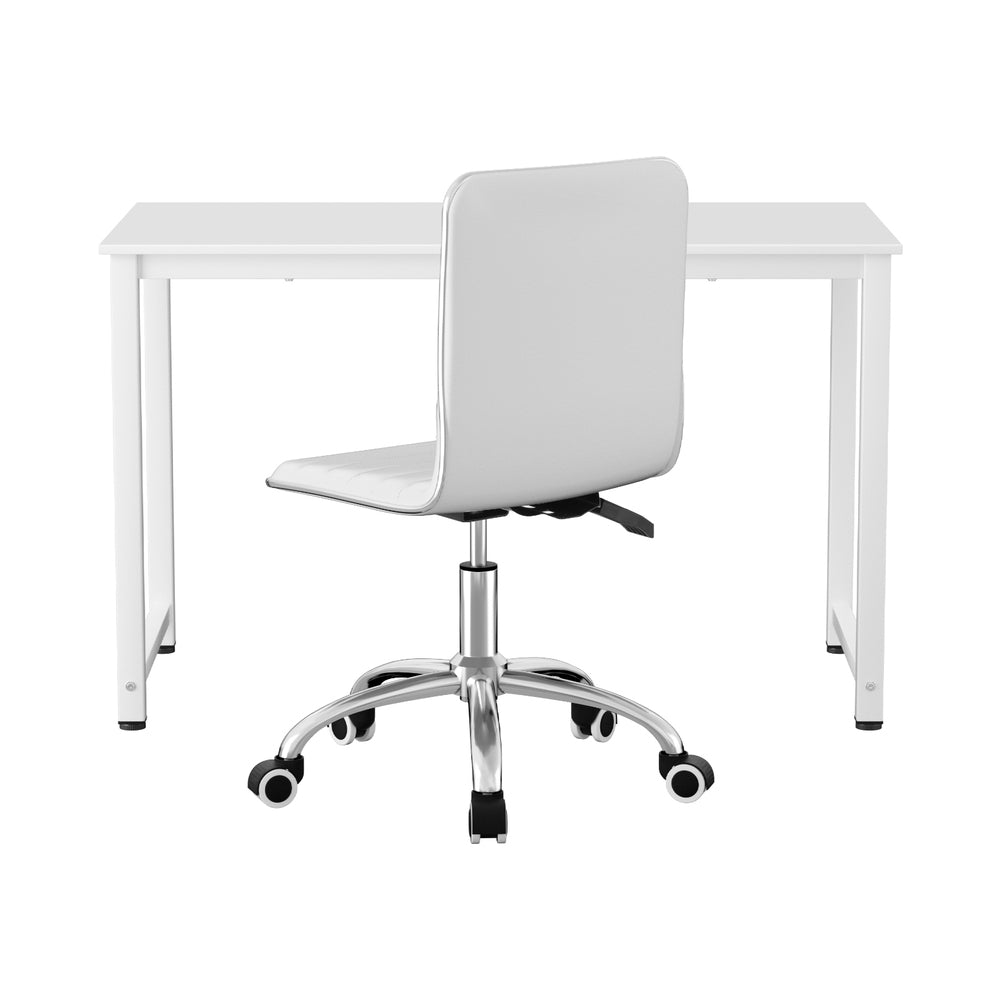 Artiss Computer Desk | 120cm | Executive Office Chair Set | PU Leather | Low Back | White