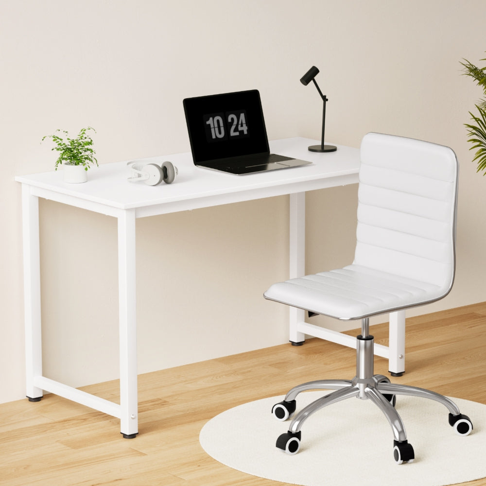 Artiss Computer Desk | 120cm | Executive Office Chair Set | PU Leather | Low Back | White