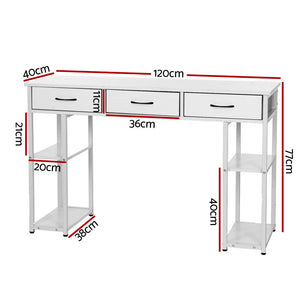 Artiss Computer Desk Drawer Shelves Study Table 120CM White