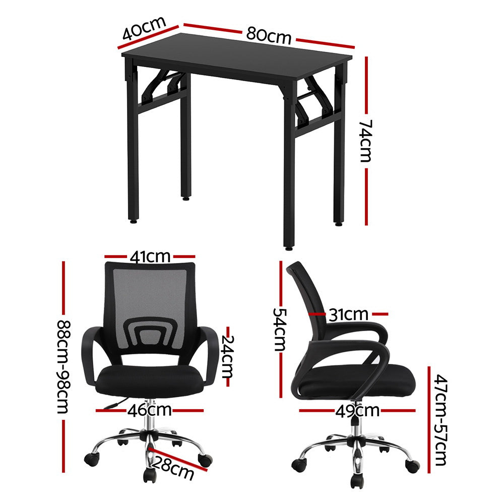 Artiss Office Set | Mesh Chair + Foldable Study Desk | Black