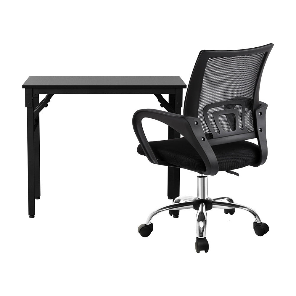 Artiss Office Set | Mesh Chair + Foldable Study Desk | Black