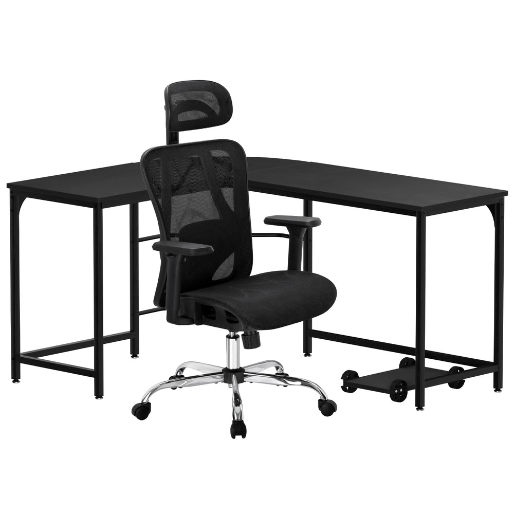 Artiss Office Set | L-Shape Corner Desk + Ergonomic Mesh Chair | Study or Home Office