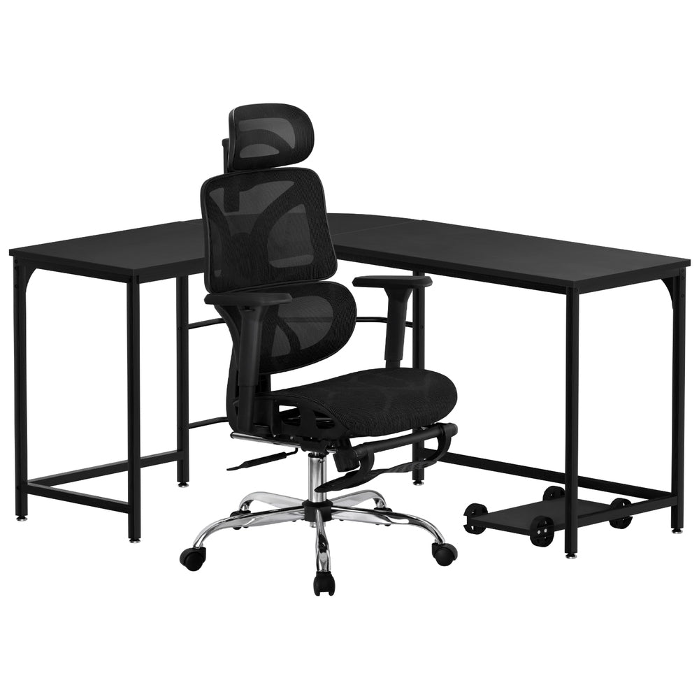 Artiss Office Set | L-Shape Desk + Ergonomic Mesh Chair | Study or Home Office