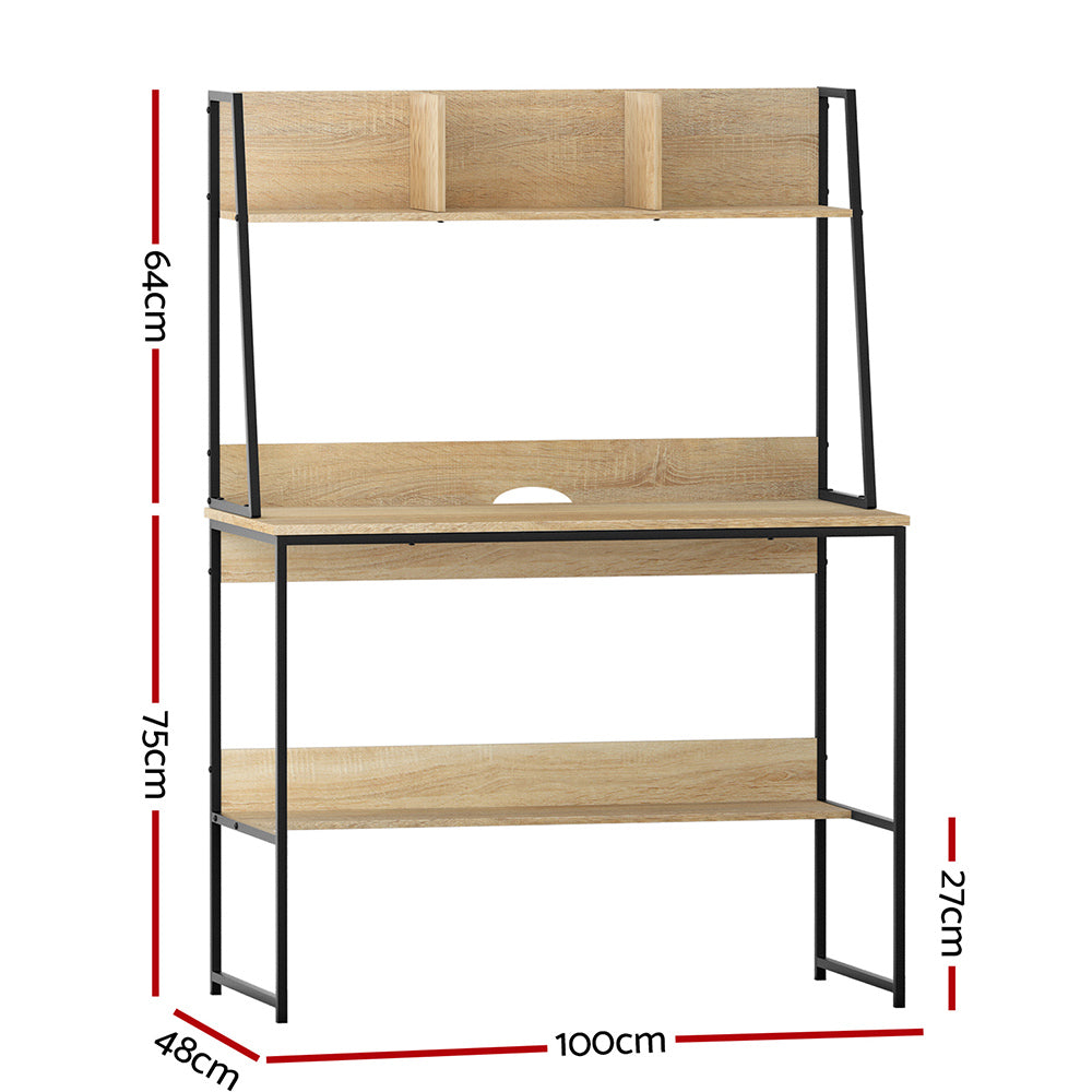 Computer Desk | Bookshelf Storage | 100CM | Oak