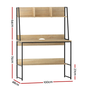Computer Desk | Bookshelf Storage | 100CM | Oak