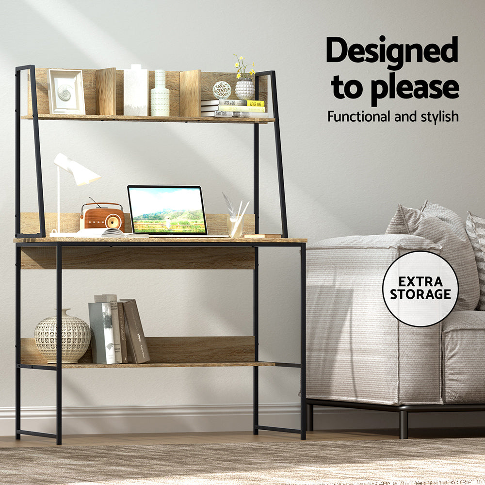 Computer Desk | Bookshelf Storage | 100CM | Oak