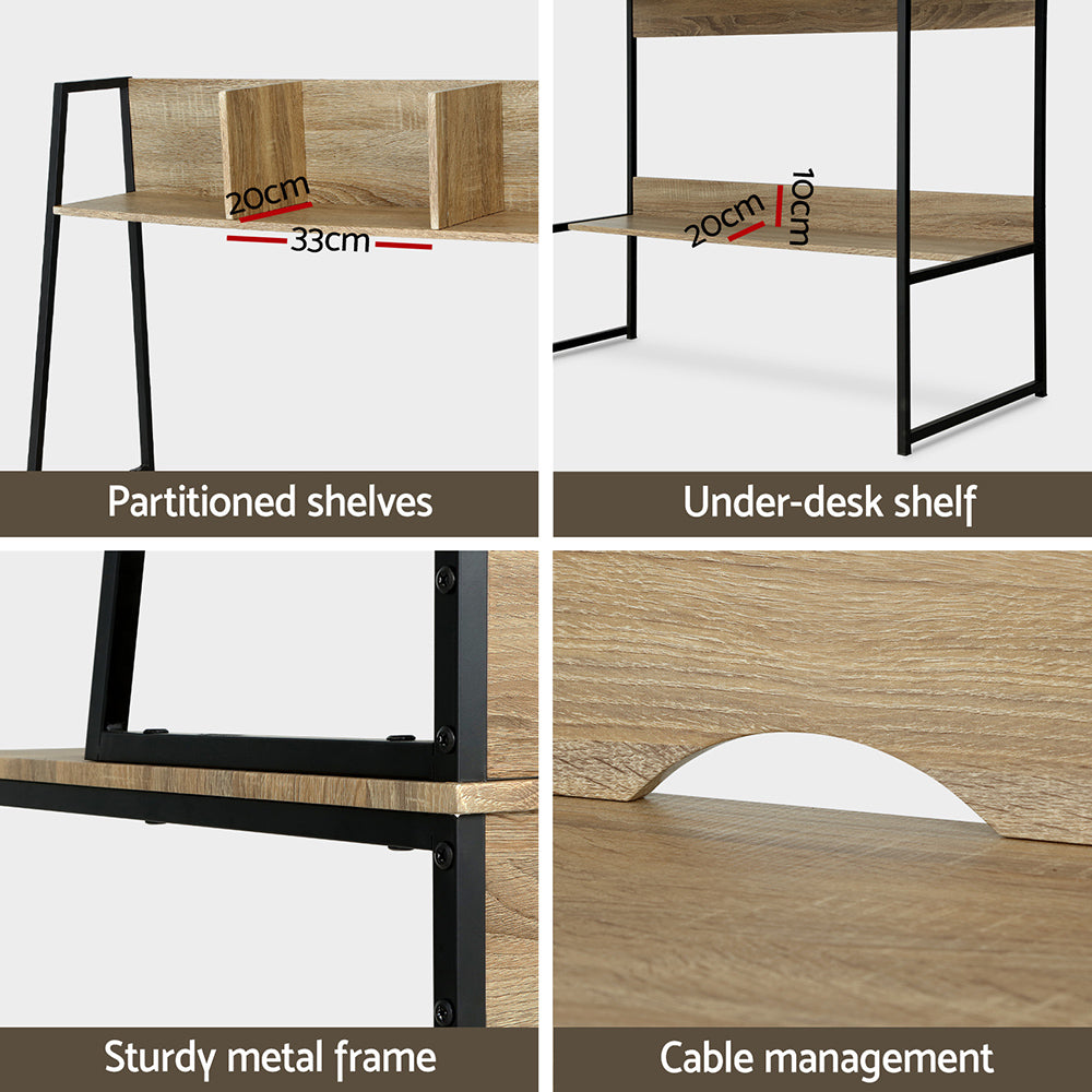 Computer Desk | Bookshelf Storage | 100CM | Oak