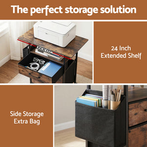 Artiss 2 Fabric Drawer File Cabinet Printer Stand Rolling File Cabinet with Side Bag