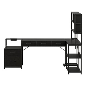Artiss 200cm L Shaped Gaming Desk Computer Desk with LED Lights & Power Outlets