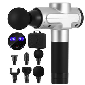 Everfit Massage Gun | 30 Speed | 6 Heads | Rechargeable | Silver