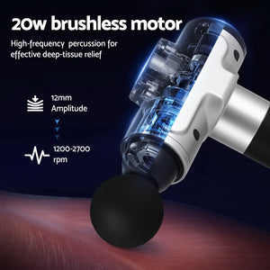 Everfit Massage Gun | 30 Speed | 6 Heads | Rechargeable | Silver