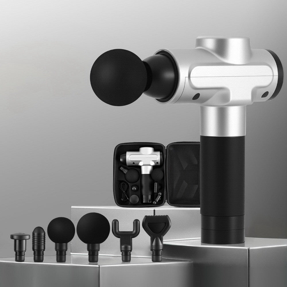 Everfit Massage Gun | 30 Speed | 6 Heads | Rechargeable | Silver