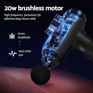 Everfit Massage Gun | 30 Speed | 8 Heads | Rechargeable | Black