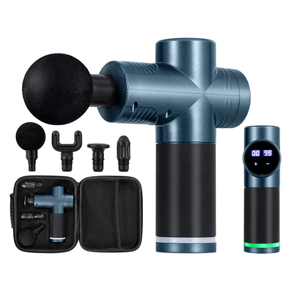 30 Speed Massage Gun | 4 Heads | Vibration Muscle Massager | Chargeable | Blue