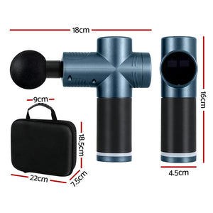 30 Speed Massage Gun | 4 Heads | Vibration Muscle Massager | Chargeable | Blue