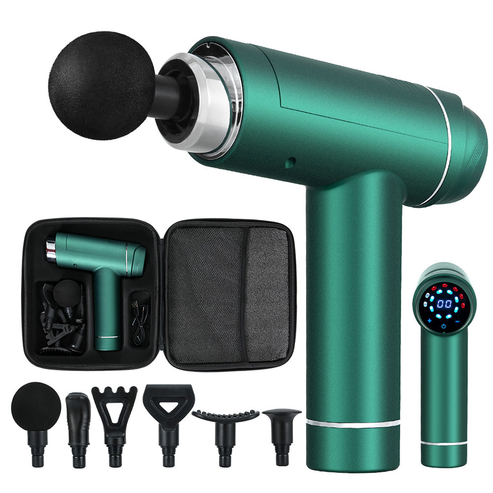 Massage Gun | 30 Speed | 6 Heads | Vibration Muscle Massager | Chargeable | Green