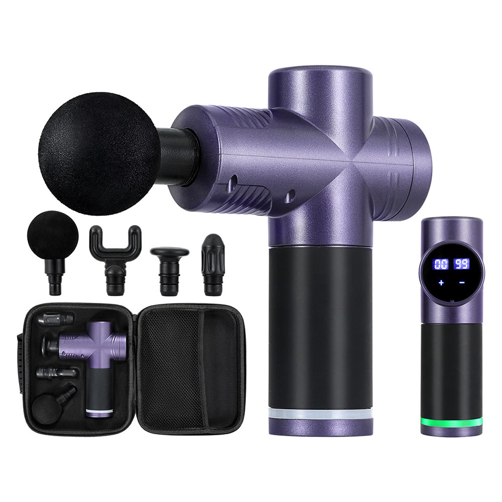 30 Speed Massage Gun | 4 Heads | Vibration Muscle Massager | Chargeable | Purple