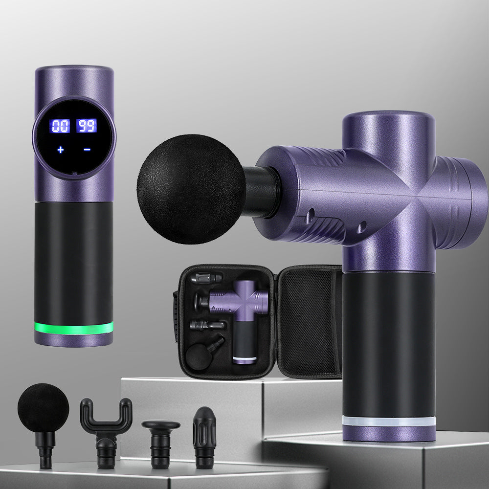 30 Speed Massage Gun | 4 Heads | Vibration Muscle Massager | Chargeable | Purple