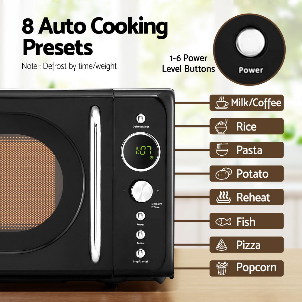 20L Microwave Oven | 700W, Black | Compact & Efficient