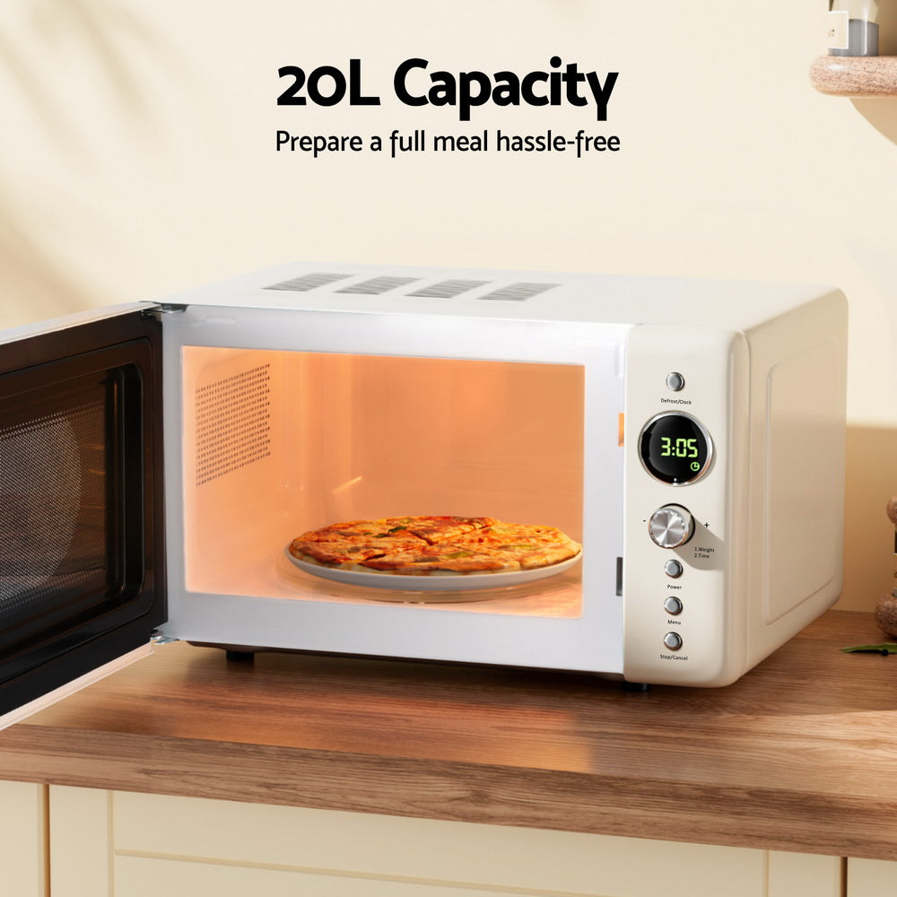 20L Microwave Oven | 700W, Cream | Compact & Efficient