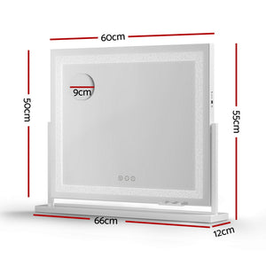 Vanity Mirror with Lights | 60x50cm | 360° Rotating | Crystal LED