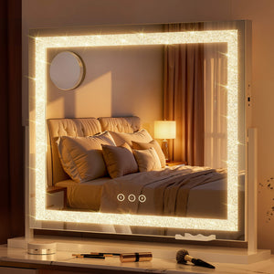 Vanity Mirror with Lights | 60x50cm | 360° Rotating | Crystal LED
