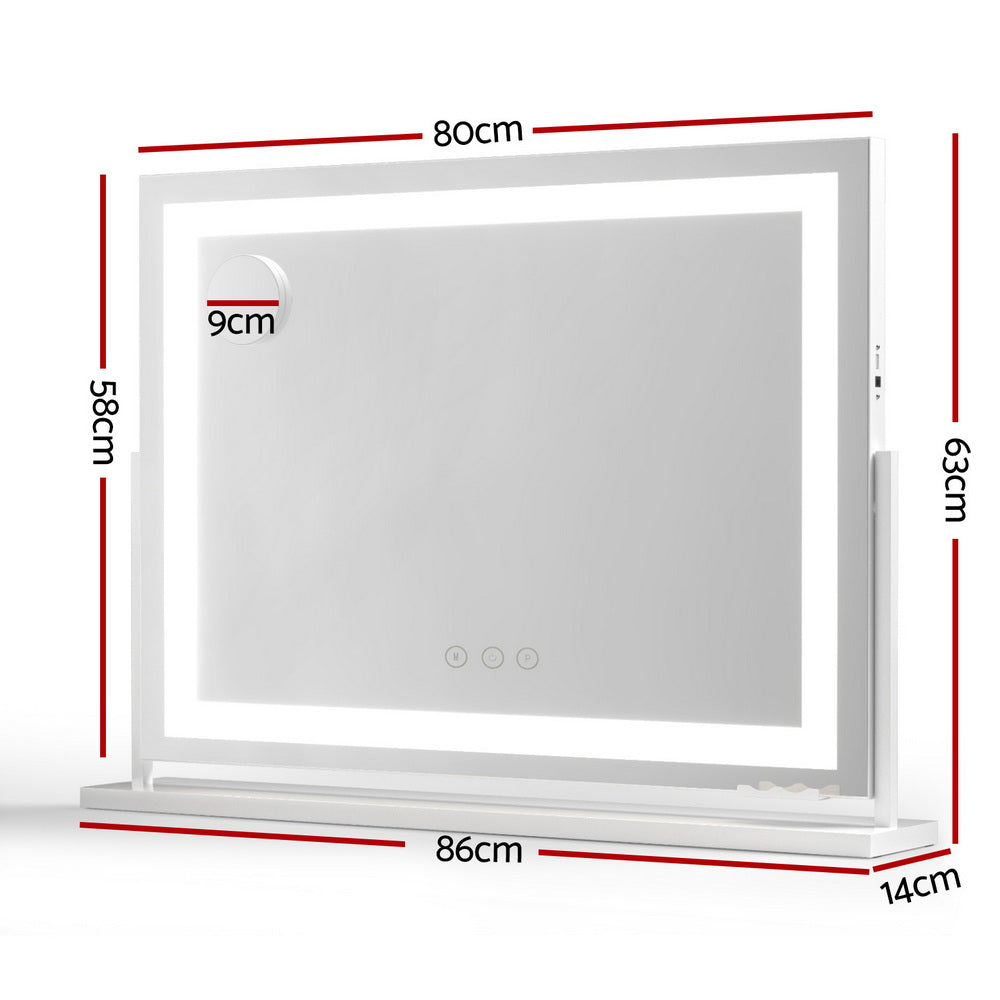 Makeup Vanity Mirror | 80x58cm | 360° Rotatable | Adjustable LED Light Strip