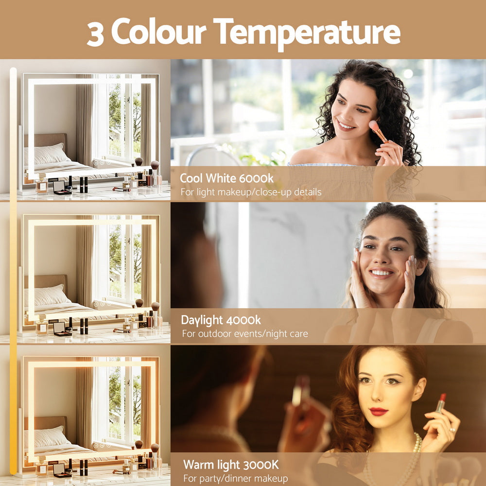 Makeup Vanity Mirror | 80x58cm | 360° Rotatable | Adjustable LED Light Strip