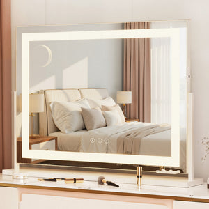 Makeup Vanity Mirror | 80x58cm | 360° Rotatable | Adjustable LED Light Strip