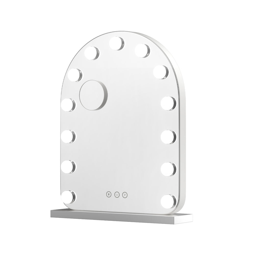 Makeup Mirror 40x50cm | Dressing Table Vanity Mirror | LED Bulb Lights | 5x Magnification | White Arch Design