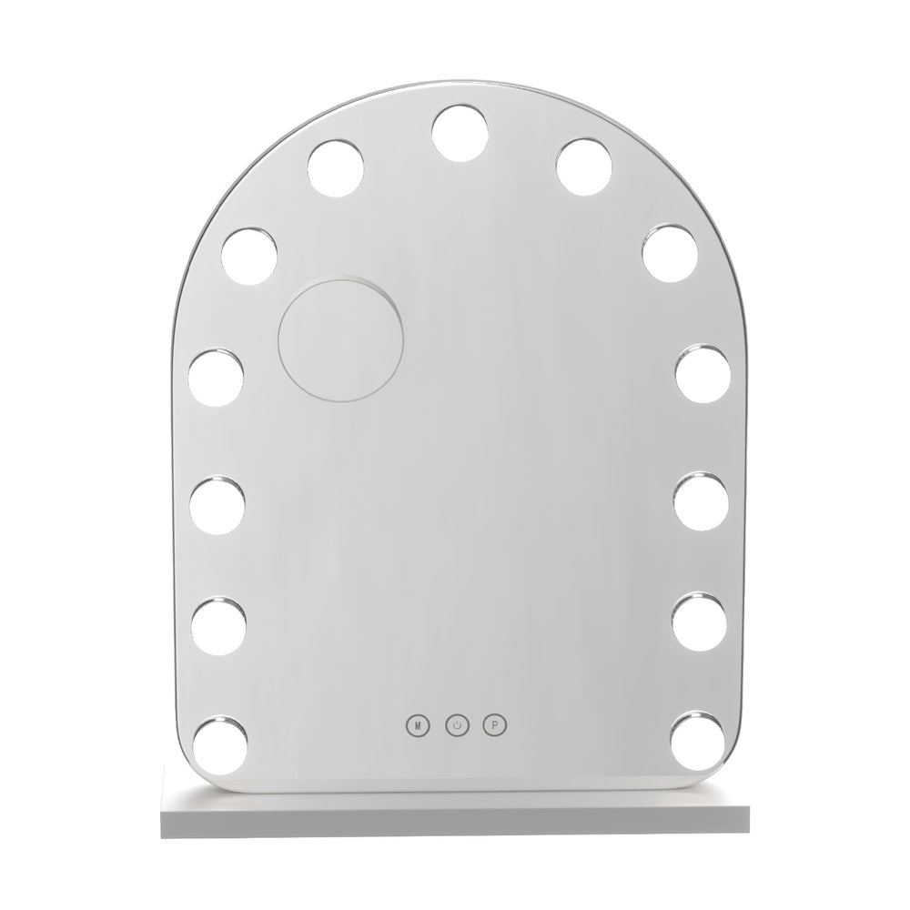Makeup Mirror 40x50cm | Dressing Table Vanity Mirror | LED Bulb Lights | 5x Magnification | White Arch Design