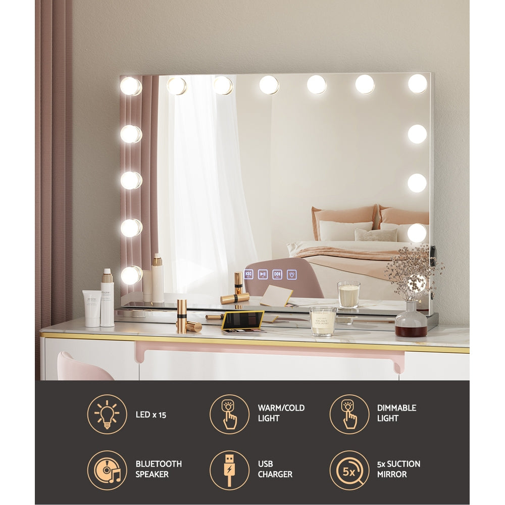 Bluetooth Makeup Mirror | 58x46cm | Hollywood Vanity Mirror with LED Light Wall