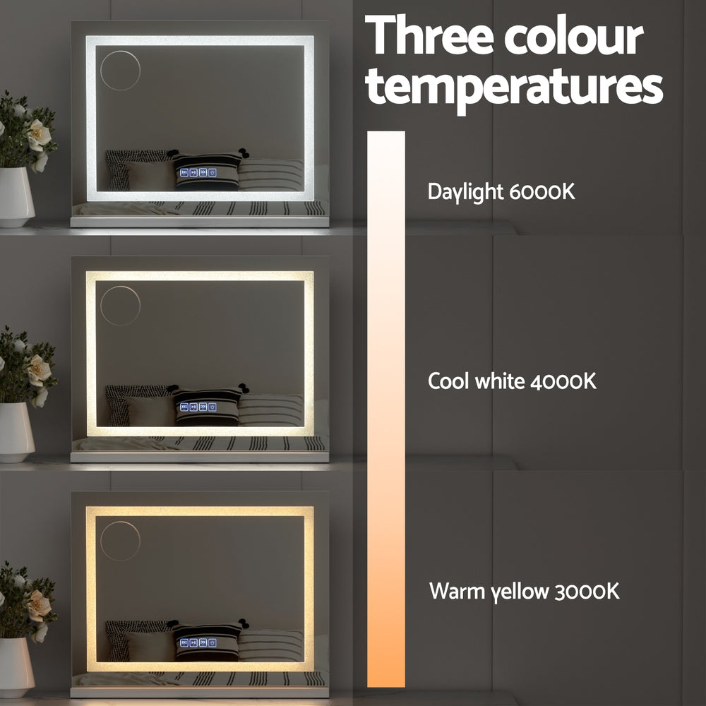 Bluetooth Makeup Mirror | 58x46cm | Hollywood Vanity | With LED Light | Crystal