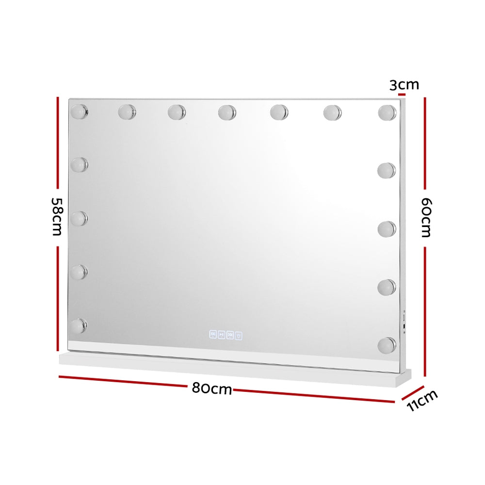 Bluetooth Makeup Mirror | 80x58cm | Hollywood Vanity | With LED Light | Wall