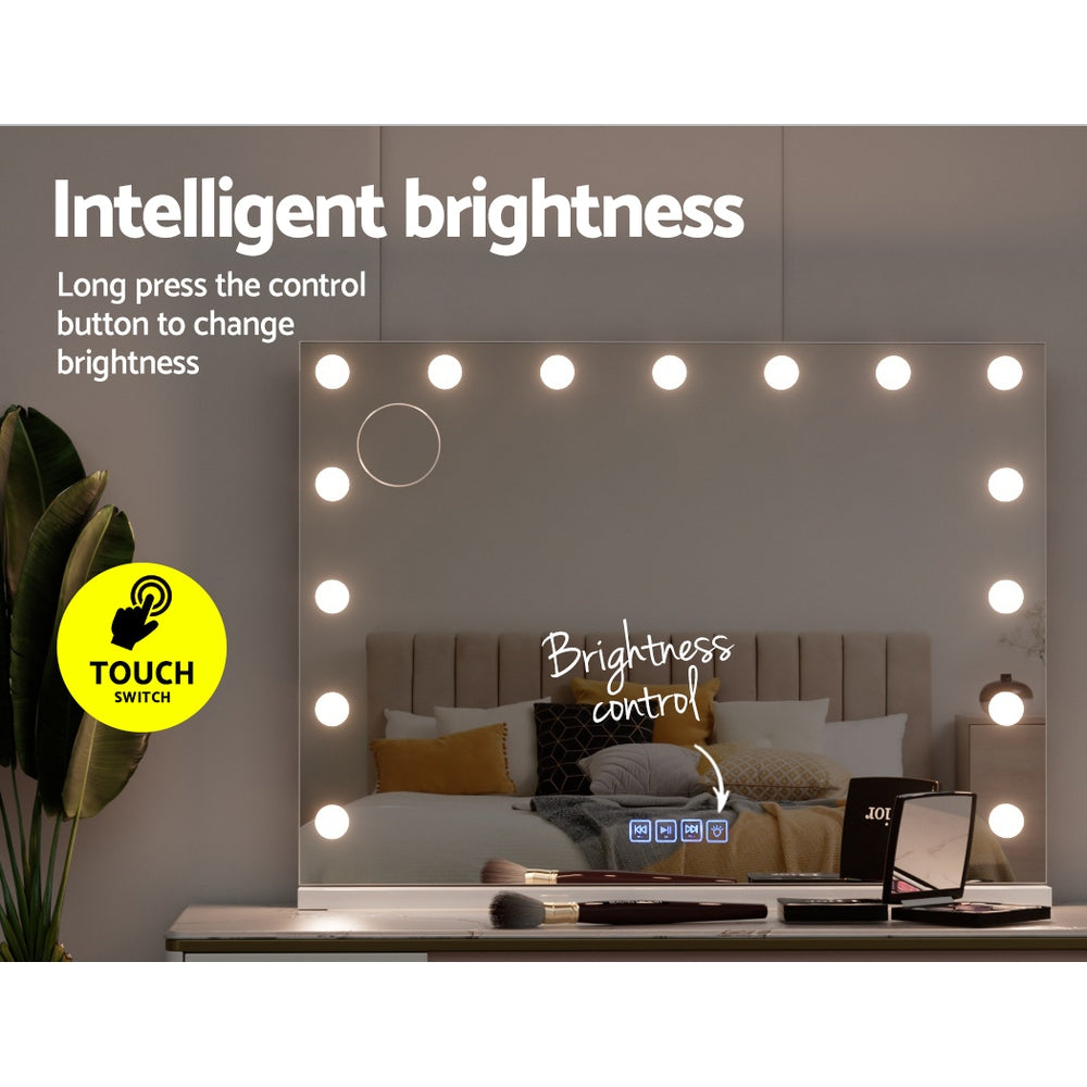 Bluetooth Makeup Mirror | 80x58cm | Hollywood Vanity | With LED Light | Wall