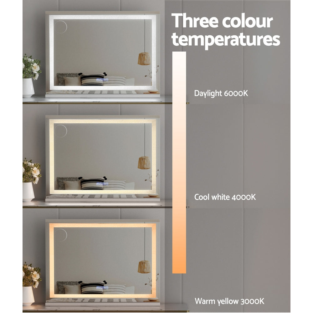 Embellir Bluetooth Makeup Mirror | 80x58cm | Hollywood Vanity with LED Light | Crystal