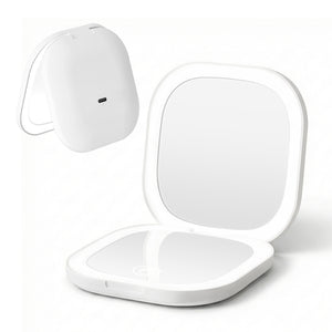 Embellir LED Compact Mirror Lighted Travel Makeup Mirror Pocket-Sized 1x 10x Magnification Square White