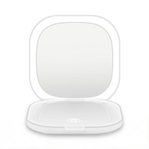 Embellir LED Compact Mirror Lighted Travel Makeup Mirror Pocket-Sized 1x 10x Magnification Square White