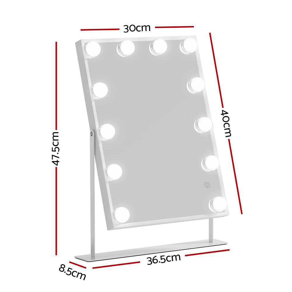 Embellir Bluetooth Makeup Mirror | 30x40cm | Hollywood Vanity with LED Light | White