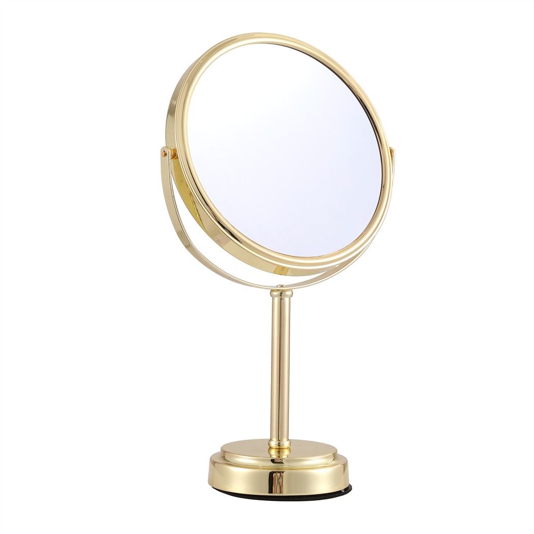 Makeup Mirror | 20 x 20cm Rotating 1x & 5x Magnifying Mirror | Gold