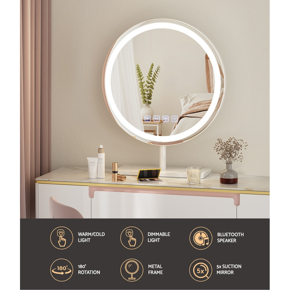 Embellir Makeup Mirror | 40x40cm | Hollywood Vanity with LED Light | Tabletop | Round