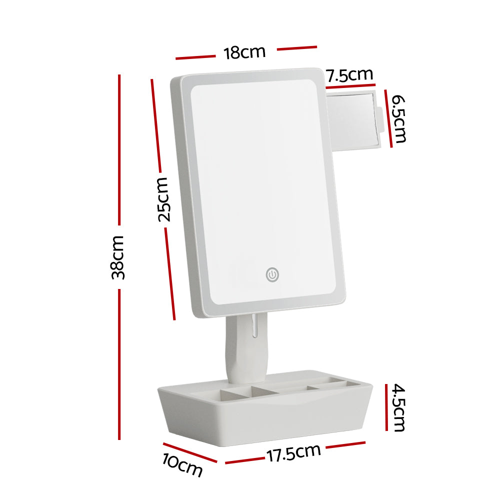 Makeup Mirror | 10X Magnifying | With LED Light | Storage Cosmetic Mirror