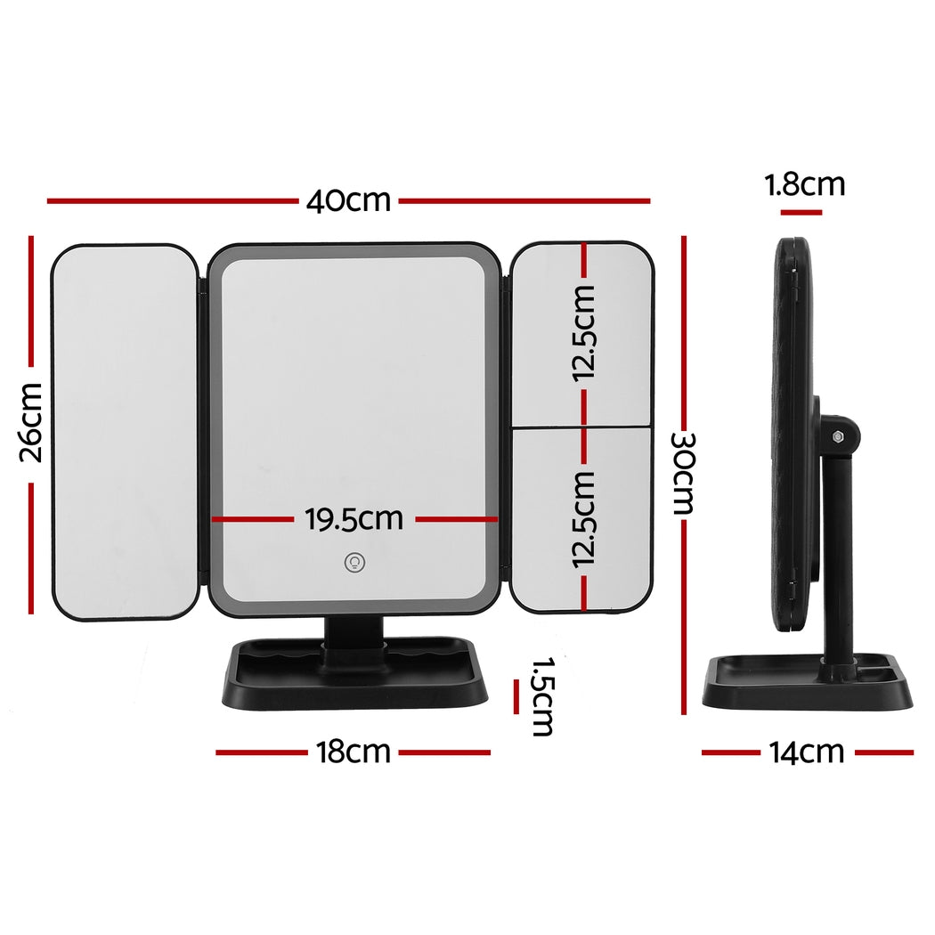 LED Makeup Mirror | Tri-fold | Lighted Vanity Mirrors | 1X2X3X Magnifications