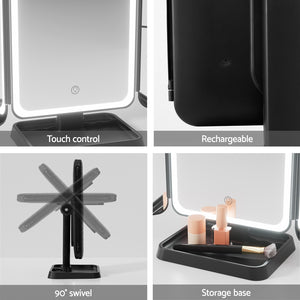LED Makeup Mirror | Tri-fold | Lighted Vanity Mirrors | 1X2X3X Magnifications